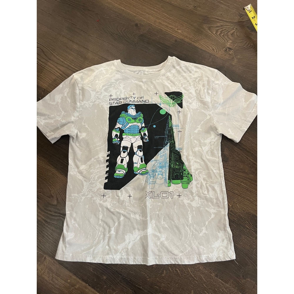 Disney Pixar Lightyear Buzz Star Command Graphic T-Shirt Gray Kids XXL 18